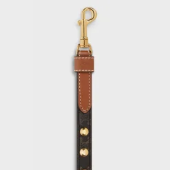 Adjustable Dog Leash in Triomphe Canvas and Calfskin with Studs