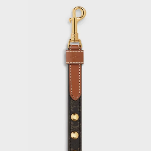 Adjustable Dog Leash in Triomphe Canvas and Calfskin with Studs