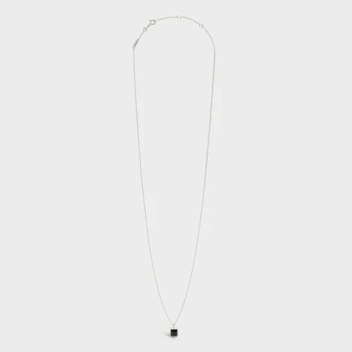 Aiguise Necklace in Sterling Silver with Rhodium finish and Onyx