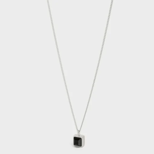 Aiguise Necklace in Sterling Silver with Rhodium finish and Onyx