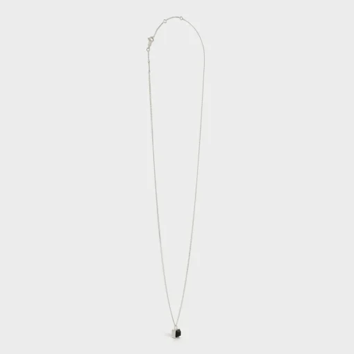 Aiguise Necklace in Sterling Silver with Rhodium finish and Onyx