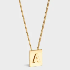 Alphabet A Necklace in Brass with Gold finish