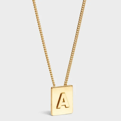 Alphabet A Necklace in Brass with Gold finish