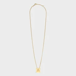 Alphabet A Necklace in Brass with Gold finish