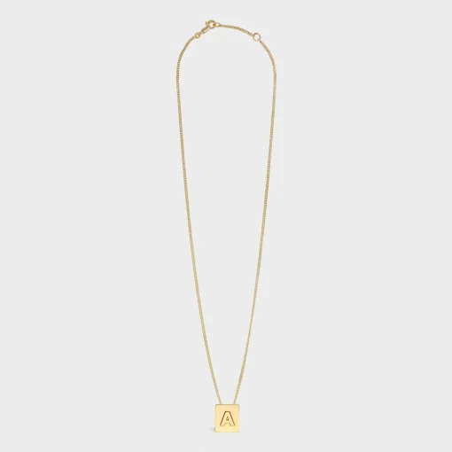 Alphabet A Necklace in Brass with Gold finish