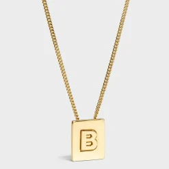 Alphabet B Necklace in Brass with Gold finish
