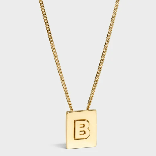 Alphabet B Necklace in Brass with Gold finish