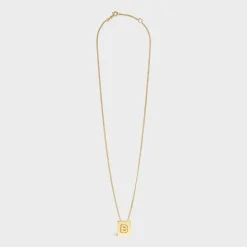 Alphabet B Necklace in Brass with Gold finish