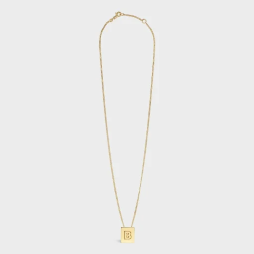 Alphabet B Necklace in Brass with Gold finish