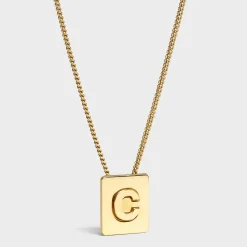 Alphabet C Necklace in Brass with Gold finish
