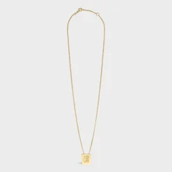 Alphabet E Necklace in Brass with Gold finish