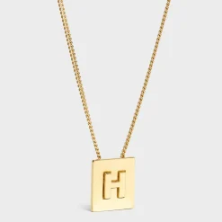 Alphabet H Necklace in Brass with Gold finish
