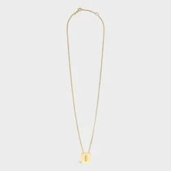 Alphabet I Necklace in Brass with Gold finish