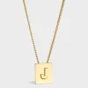 Alphabet J Necklace in Brass with Gold finish