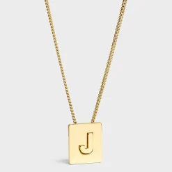 Alphabet J Necklace in Brass with Gold finish
