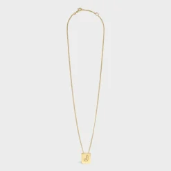 Alphabet J Necklace in Brass with Gold finish