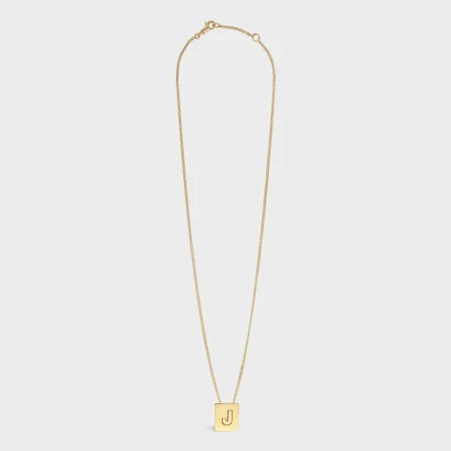 Alphabet J Necklace in Brass with Gold finish