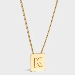 Alphabet K Necklace in Brass with Gold finish