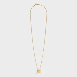 Alphabet K Necklace in Brass with Gold finish