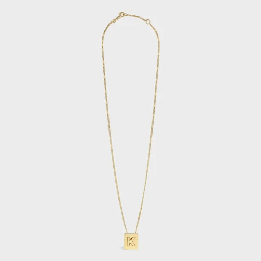 Alphabet K Necklace in Brass with Gold finish