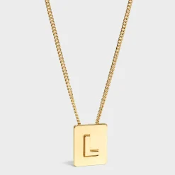 Alphabet L Necklace in Brass with Gold finish