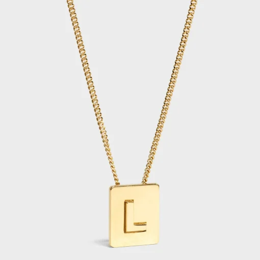 Alphabet L Necklace in Brass with Gold finish