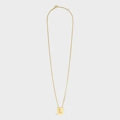 Alphabet L Necklace in Brass with Gold finish