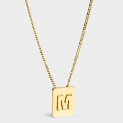 Alphabet M Necklace in Brass with Gold finish