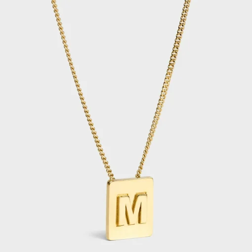 Alphabet M Necklace in Brass with Gold finish