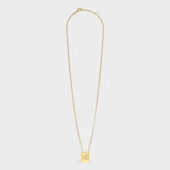 Alphabet M Necklace in Brass with Gold finish