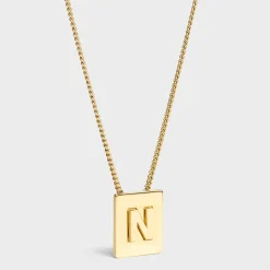 Alphabet N Necklace in Brass with Gold finish