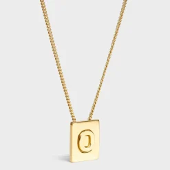 Alphabet O Necklace in Brass with Gold finish