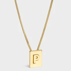 Alphabet P Necklace in Brass with Gold finish
