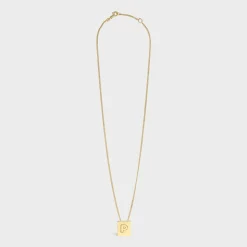 Alphabet P Necklace in Brass with Gold finish