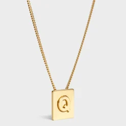 Alphabet Q Necklace in Brass with Gold finish