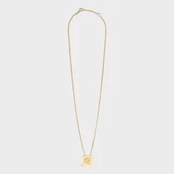 Alphabet Q Necklace in Brass with Gold finish