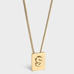 Alphabet S Necklace in Brass with Gold finish