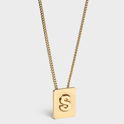 Alphabet S Necklace in Brass with Gold finish