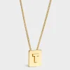 Alphabet T Necklace in Brass with Gold finish