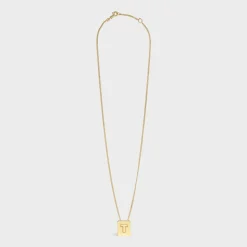 Alphabet T Necklace in Brass with Gold finish