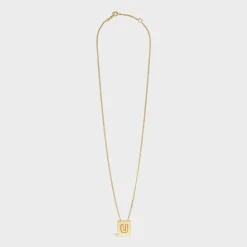 Alphabet U Necklace in Brass with Gold finish