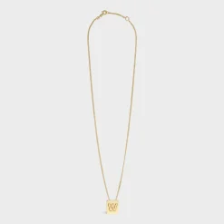 Alphabet W Necklace in Brass with Gold finish