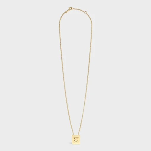 Alphabet X Necklace in Brass with Gold finish