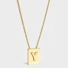 Alphabet Y Necklace in Brass with Gold finish