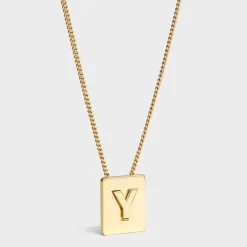 Alphabet Y Necklace in Brass with Gold finish
