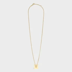 Alphabet Y Necklace in Brass with Gold finish