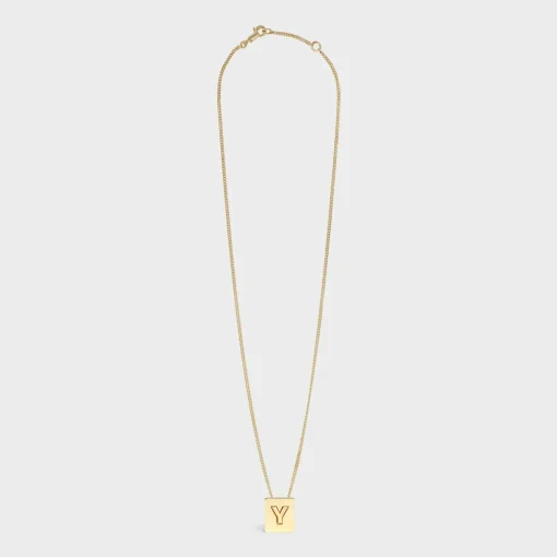 Alphabet Y Necklace in Brass with Gold finish