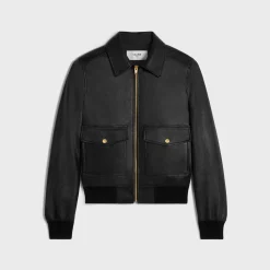 aviator blouson jacket in soft lambskin