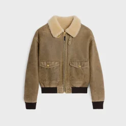 aviator blouson jacket in vintage shearling
