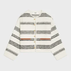 baja cardigan in striped tweed